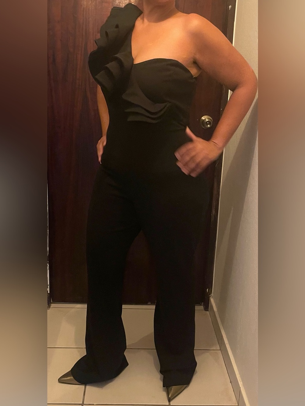 Symphony Black One-Shoulder Jumpsuit